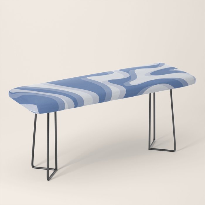 Trippy Glitch Blue Retro Liquid Swirl Abstract Pattern Bench Gallery Image 1