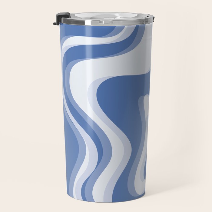 Trippy Glitch Blue Retro Liquid Swirl Abstract Pattern Travel Mug Gallery Image 3