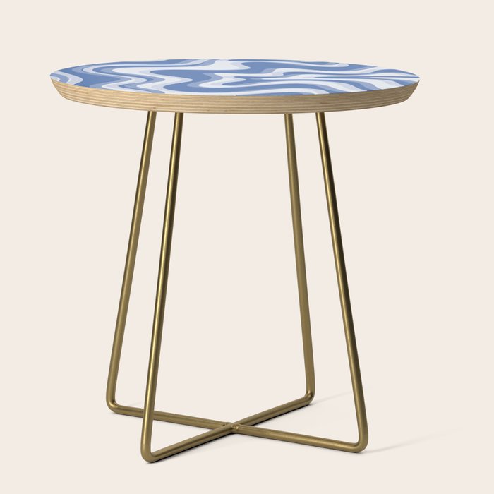 Trippy Glitch Blue Retro Liquid Swirl Abstract Pattern Side Table Gallery Image 1