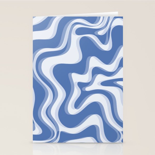 Trippy Glitch Blue Retro Liquid Swirl Abstract Pattern Stationery Card Gallery Image 1