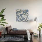 Trippy Glitch Blue Retro Liquid Swirl Abstract Pattern Wood Wall Art Gallery Image 2