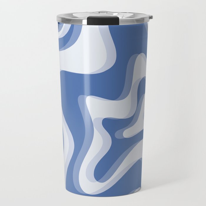 Trippy Glitch Blue Retro Liquid Swirl Abstract Pattern Travel Mug Gallery Image 1