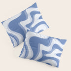 Trippy Glitch Blue Retro Liquid Swirl Abstract Pattern Pillow Sham Gallery Image 3