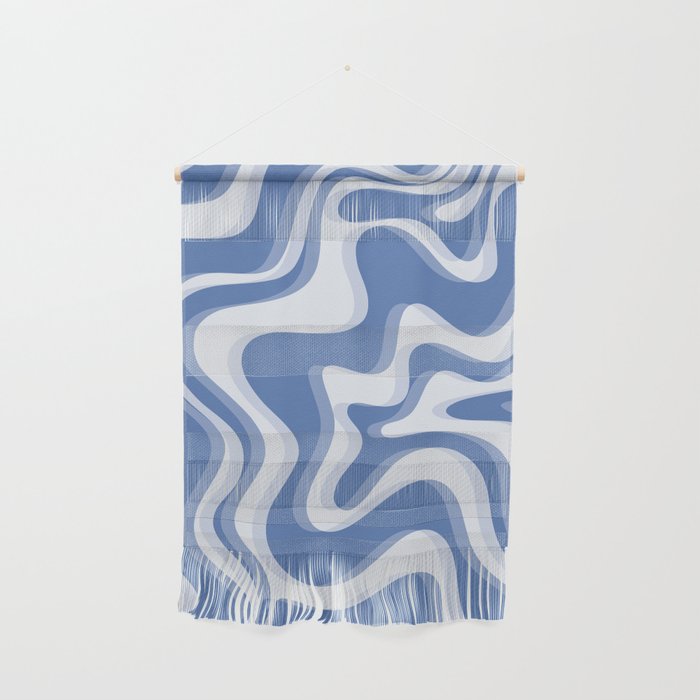 Trippy Glitch Blue Retro Liquid Swirl Abstract Pattern Wall Hanging Gallery Image 1