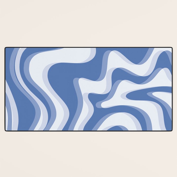 Trippy Glitch Blue Retro Liquid Swirl Abstract Pattern Desk Mat Gallery Image 3