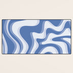 Trippy Glitch Blue Retro Liquid Swirl Abstract Pattern Desk Mat Gallery Image 3