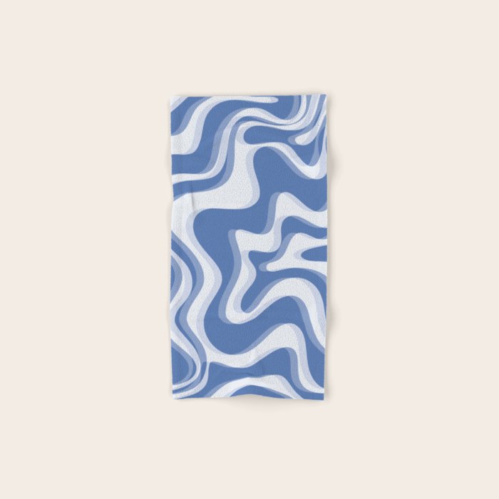 Trippy Glitch Blue Retro Liquid Swirl Abstract Pattern Bath Towel Gallery Image 1