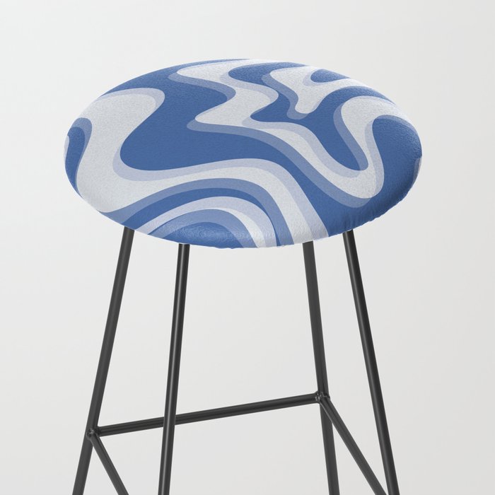 Trippy Glitch Blue Retro Liquid Swirl Abstract Pattern Stool Gallery Image 2