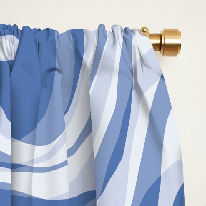 Trippy Glitch Blue Retro Liquid Swirl Abstract Pattern Window Curtain Gallery Image 2