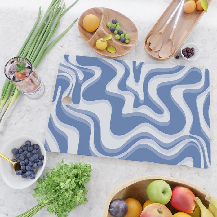 Trippy Glitch Blue Retro Liquid Swirl Abstract Pattern Cutting Board Gallery Image 2