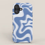 Trippy Glitch Blue Retro Liquid Swirl Abstract Pattern iPhone Case Gallery Image 1