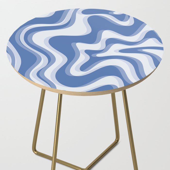 Trippy Glitch Blue Retro Liquid Swirl Abstract Pattern Side Table Gallery Image 2