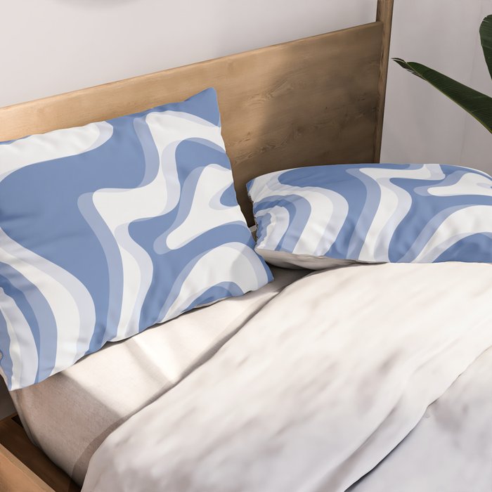 Trippy Glitch Blue Retro Liquid Swirl Abstract Pattern Pillow Sham Gallery Image 2