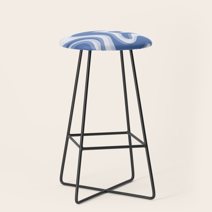 Trippy Glitch Blue Retro Liquid Swirl Abstract Pattern Stool Gallery Image 1