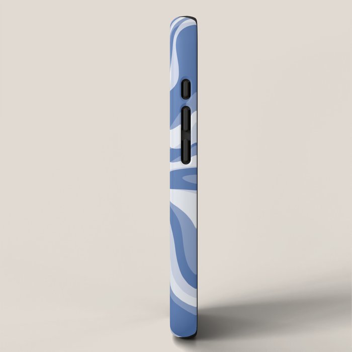 Trippy Glitch Blue Retro Liquid Swirl Abstract Pattern iPhone Case Gallery Image 2