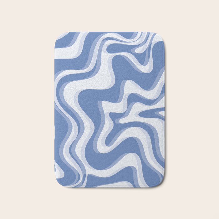 Trippy Glitch Blue Retro Liquid Swirl Abstract Pattern Bath Mat Gallery Image 1
