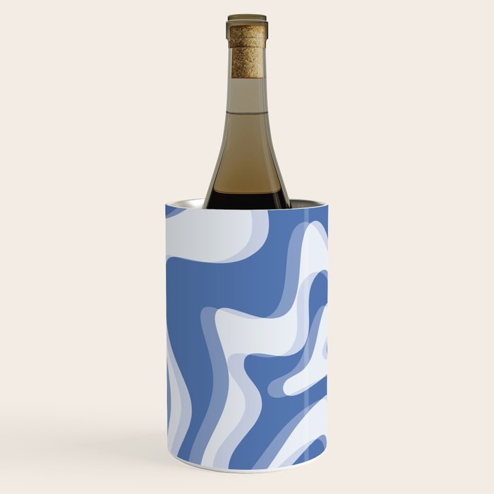 Trippy Glitch Blue Retro Liquid Swirl Abstract Pattern Wine Chiller Gallery Image 1