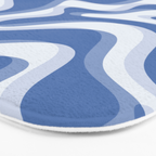 Trippy Glitch Blue Retro Liquid Swirl Abstract Pattern Bath Mat Gallery Image 3