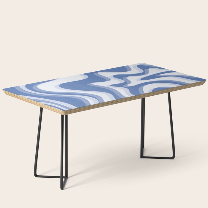 Trippy Glitch Blue Retro Liquid Swirl Abstract Pattern Coffee Table Gallery Image 1