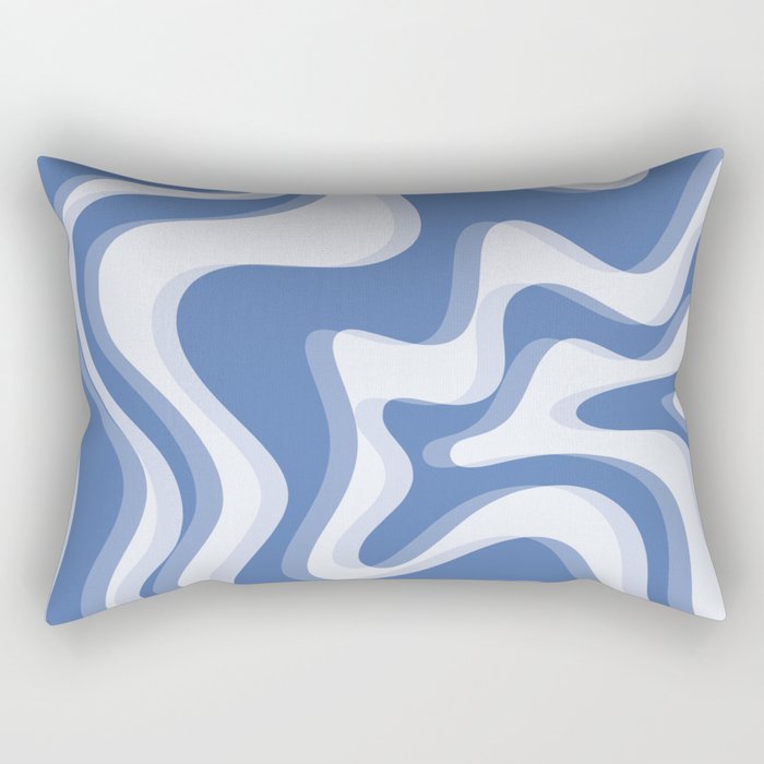 Trippy Glitch Blue Retro Liquid Swirl Abstract Pattern Rectangular Pillow Gallery Image 1