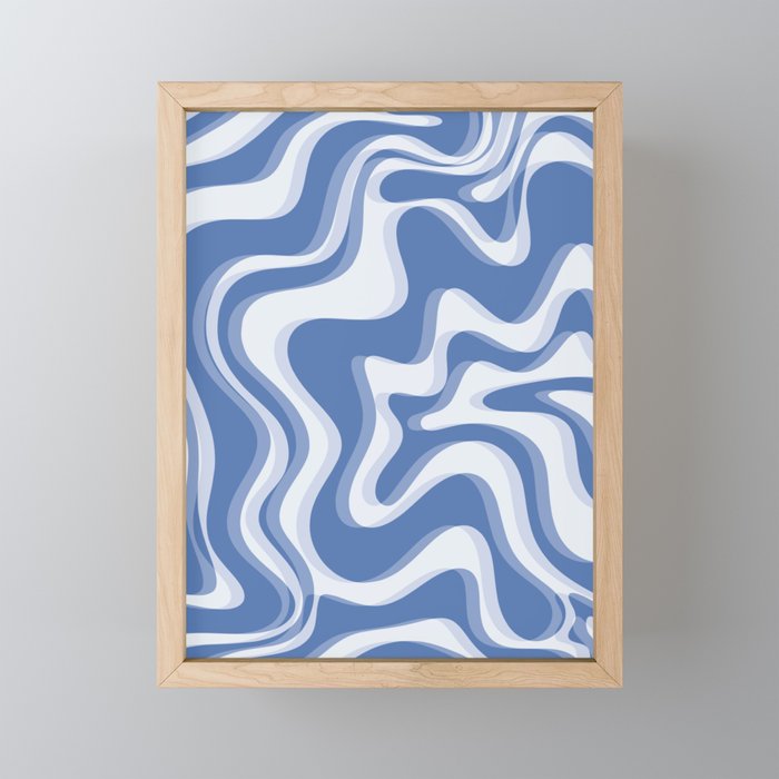 Trippy Glitch Blue Retro Liquid Swirl Abstract Pattern Mini Art Print Gallery Image 1