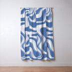 Trippy Glitch Blue Retro Liquid Swirl Abstract Pattern Window Curtain Gallery Image 3