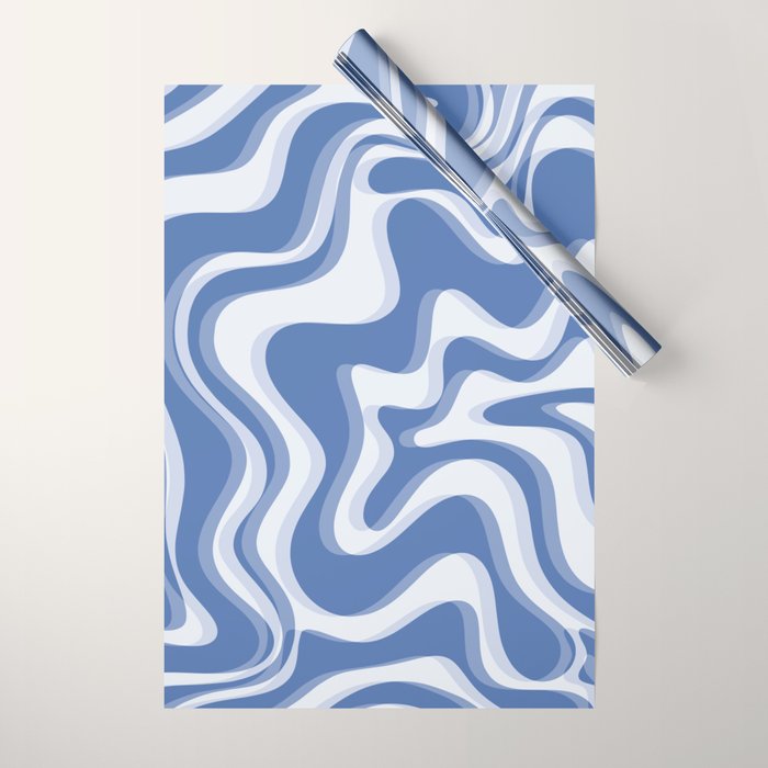 Trippy Glitch Blue Retro Liquid Swirl Abstract Pattern Wrapping Paper Gallery Image 1