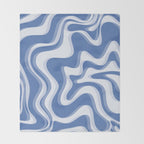 Trippy Glitch Blue Retro Liquid Swirl Abstract Pattern Throw Blanket Gallery Image 2