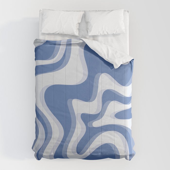 Trippy Glitch Blue Retro Liquid Swirl Abstract Pattern Comforter Gallery Image 6