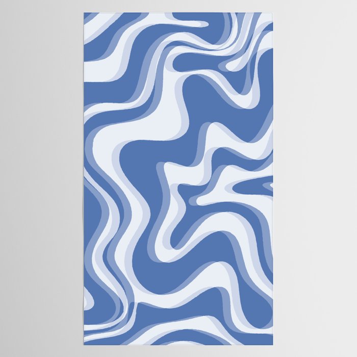 Trippy Glitch Blue Retro Liquid Swirl Abstract Pattern Tablecloth Gallery Image 2