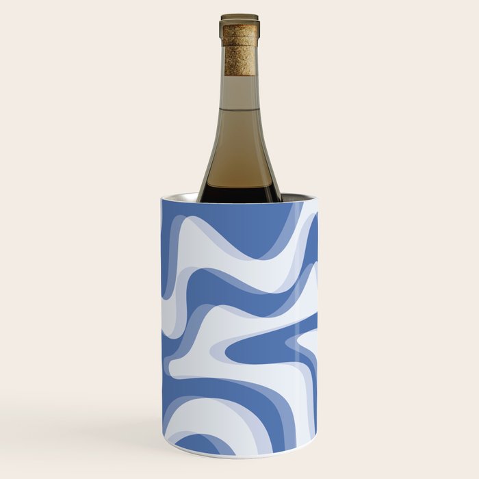 Trippy Glitch Blue Retro Liquid Swirl Abstract Pattern Wine Chiller Gallery Image 3