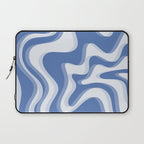 Trippy Glitch Blue Retro Liquid Swirl Abstract Pattern Laptop Sleeve Gallery Image 1