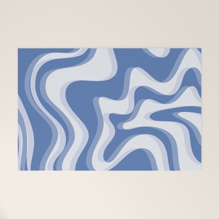 Trippy Glitch Blue Retro Liquid Swirl Abstract Pattern Welcome Mat Gallery Image 1
