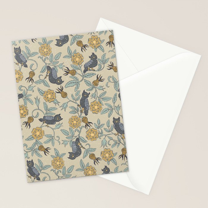 Tudor Owls in Grey Stationery Card Gallery Image 2