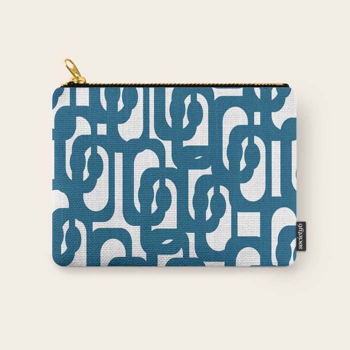 Mid Century Modern Contemporary Loop Pattern in Blue and White Carry All Pouch Gallery Image 1