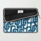 Mid Century Modern Contemporary Loop Pattern in Blue and White Laptop Sleeve Gallery Image 2