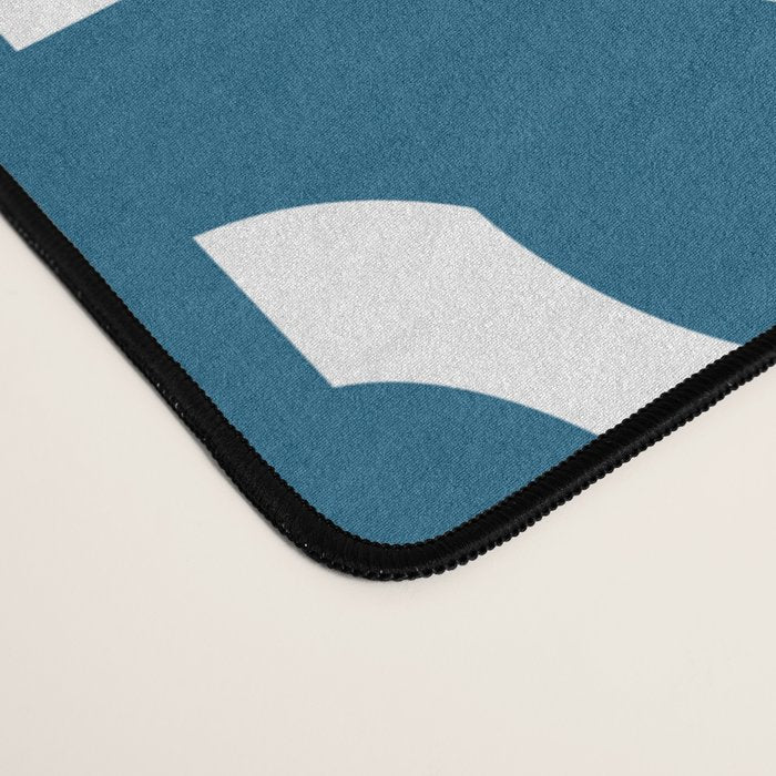 Mid Century Modern Contemporary Loop Pattern in Blue and White Desk Mat Gallery Image 4