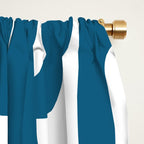 Mid Century Modern Contemporary Loop Pattern in Blue and White Window Curtain Gallery Image 2