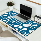 Mid Century Modern Contemporary Loop Pattern in Blue and White Desk Mat Gallery Image 2