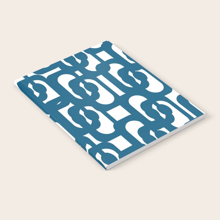 Mid Century Modern Contemporary Loop Pattern in Blue and White Notebook Gallery Image 1