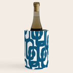 Mid Century Modern Contemporary Loop Pattern in Blue and White Wine Chiller Gallery Image 1