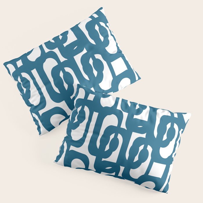 Mid Century Modern Contemporary Loop Pattern in Blue and White Pillow Sham Gallery Image 1