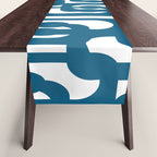 Mid Century Modern Contemporary Loop Pattern in Blue and White Table Runner Gallery Image 1
