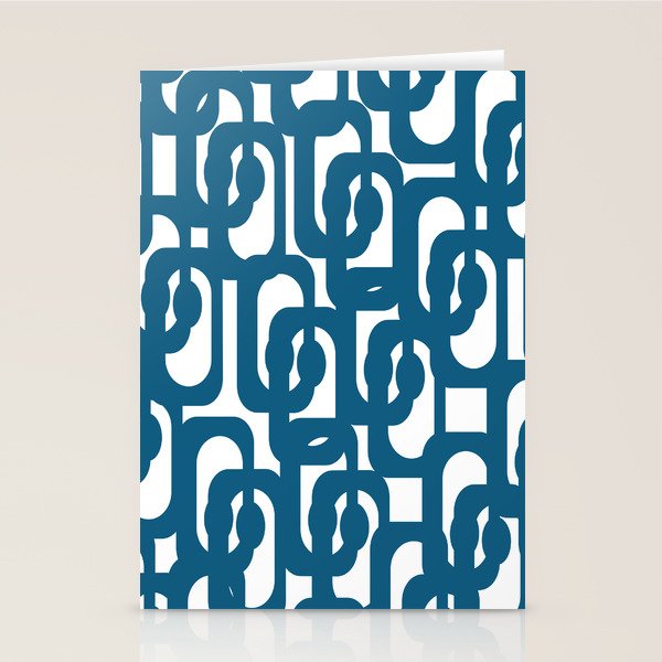 Mid Century Modern Contemporary Loop Pattern in Blue and White Stationery Card Gallery Image 1