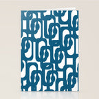Mid Century Modern Contemporary Loop Pattern in Blue and White Stationery Card Gallery Image 2