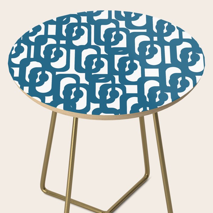 Mid Century Modern Contemporary Loop Pattern in Blue and White Side Table Gallery Image 2