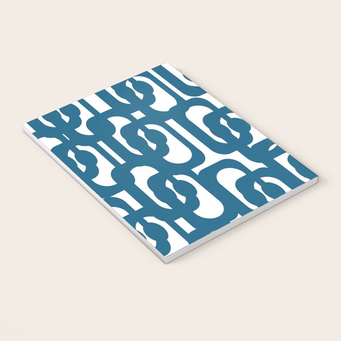 Mid Century Modern Contemporary Loop Pattern in Blue and White Notebook Gallery Image 3