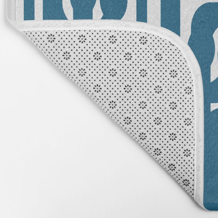 Mid Century Modern Contemporary Loop Pattern in Blue and White Bath Mat Gallery Image 2