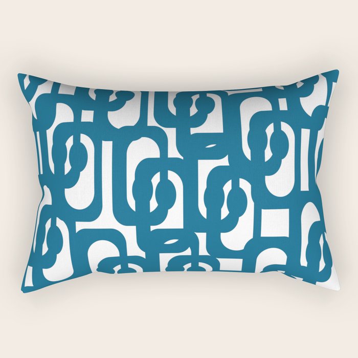 Mid Century Modern Contemporary Loop Pattern in Blue and White Rectangular Pillow Gallery Image 2