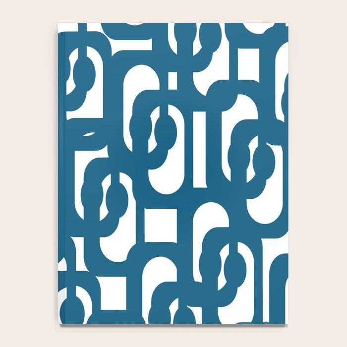 Mid Century Modern Contemporary Loop Pattern in Blue and White Notebook Gallery Image 4